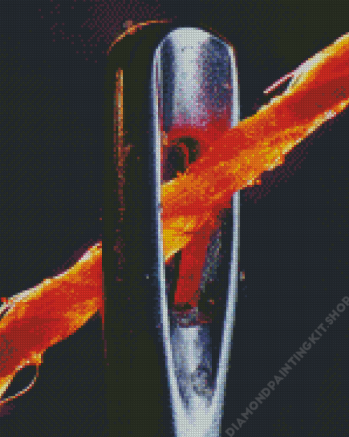 Close Up Needle And Thread Diamond Painting