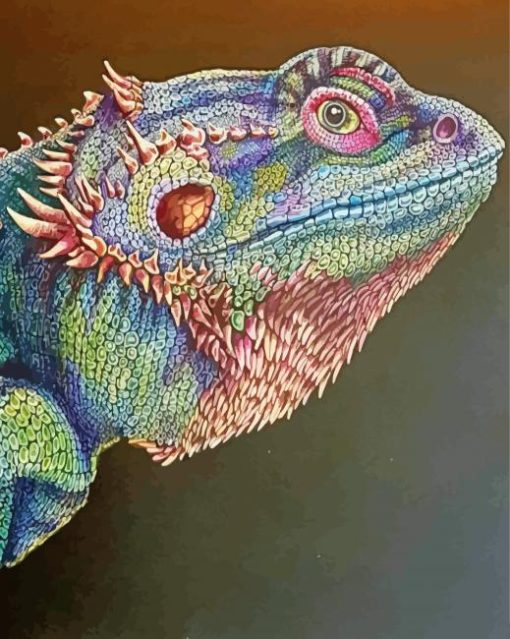 Colorful Bearded Dragon Art Diamond Painting