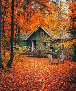 Cool Fall Cabin Diamond Painting