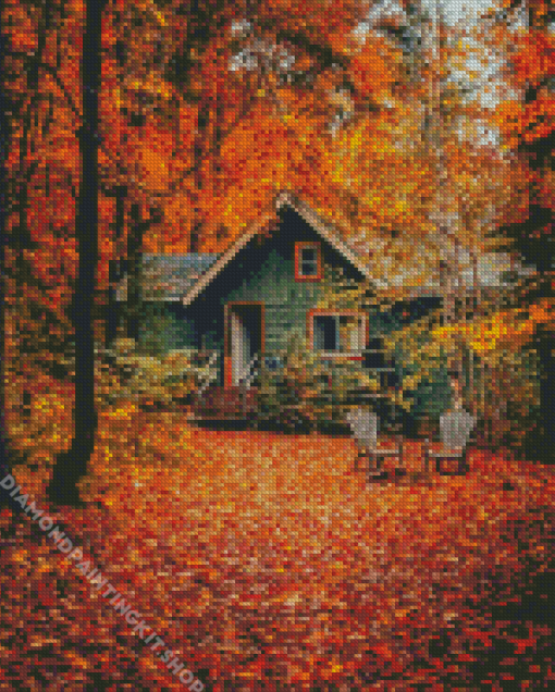 Cool Fall Cabin Diamond Painting