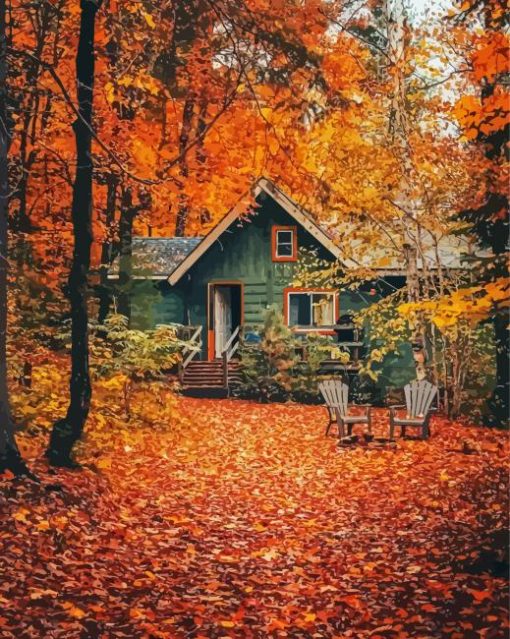 Cool Fall Cabin Diamond Painting