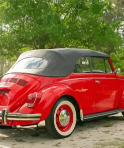 Cool Red Vw Super Beetle Convertible Diamond Painting