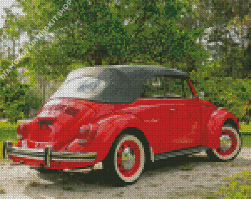 Cool Red Vw Super Beetle Convertible Diamond Painting