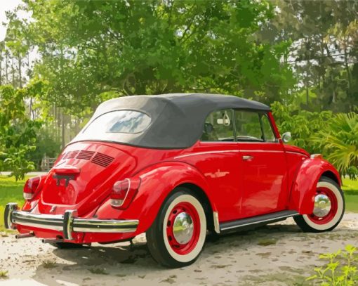 Cool Red Vw Super Beetle Convertible Diamond Painting