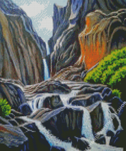 Rocky Mountain Waterfall Diamond Painting