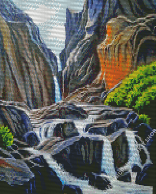 Rocky Mountain Waterfall Diamond Painting