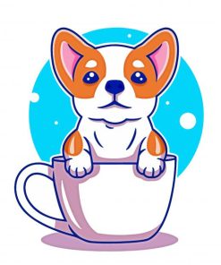 Cute Baby Dog In The Cup Diamond Painting