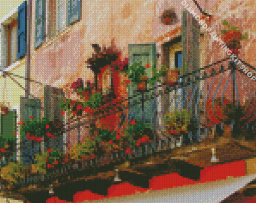 Flower Balcony Italy Art Diamond Painting