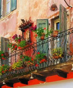 Flower Balcony Italy Art Diamond Painting