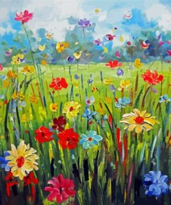 Flowers In Field Art Diamond Painting