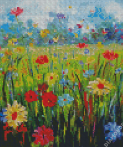 Flowers In Field Art Diamond Painting