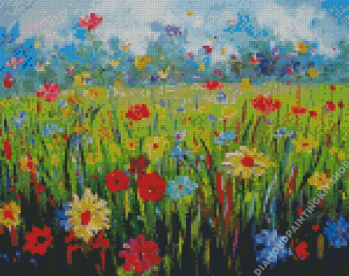 Flowers In Field Art Diamond Painting