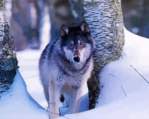 Grey Wolf In Deep Snow Diamond Painting