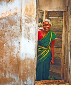 Indian Woman In Doorway Diamond Painting