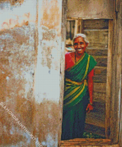 Indian Woman In Doorway Diamond Painting