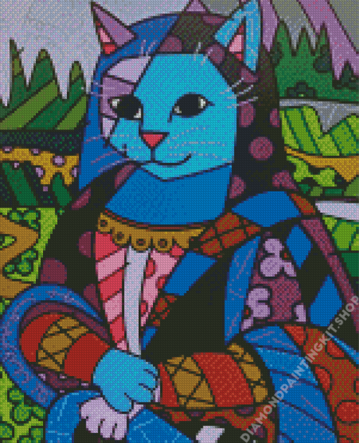 Mona Lisa Romero Britto Cat Diamond Painting
