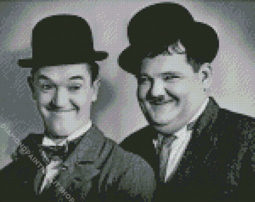 Monochrome Stan And Ollie Diamond Painting