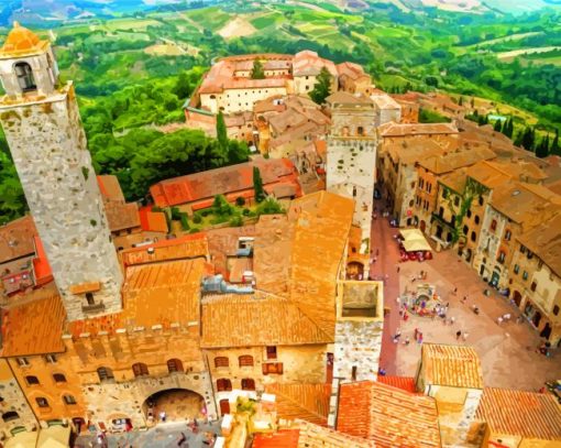 Old Buildings San Gimignano Diamond Painting