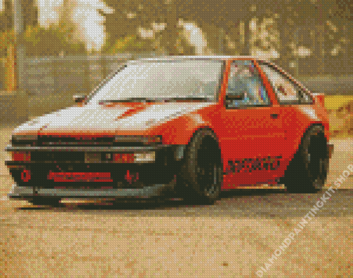 Orange Toyota AE86 Car Diamond Painting