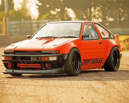 Orange Toyota AE86 Car Diamond Painting