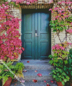 Pink Flower Door Diamond Painting