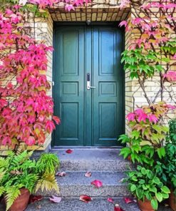 Pink Flower Door Diamond Painting