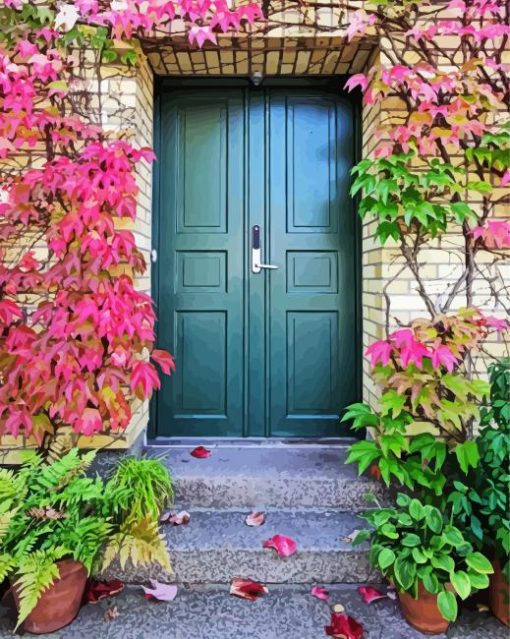 Pink Flower Door Diamond Painting