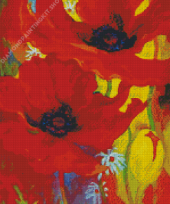 Red Flowers Simon Bull Diamond Painting