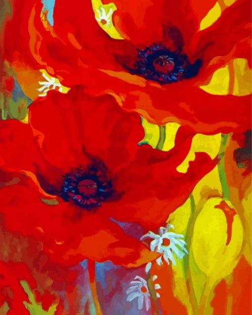 Red Flowers Simon Bull Diamond Painting