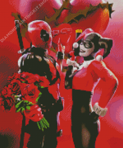 Romantic Harley And Deadpool Diamond Painting