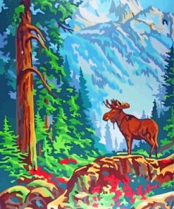 Vintage Moose Diamond Painting