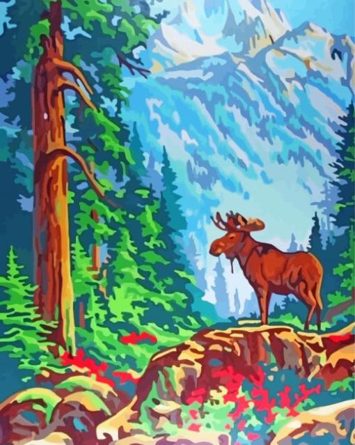 Vintage Moose Diamond Painting