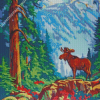 Vintage Moose Diamond Painting