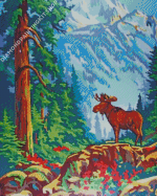 Vintage Moose Diamond Painting