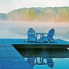 White Deck Chairs By Lake Diamond Painting