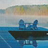 White Deck Chairs By Lake Diamond Painting