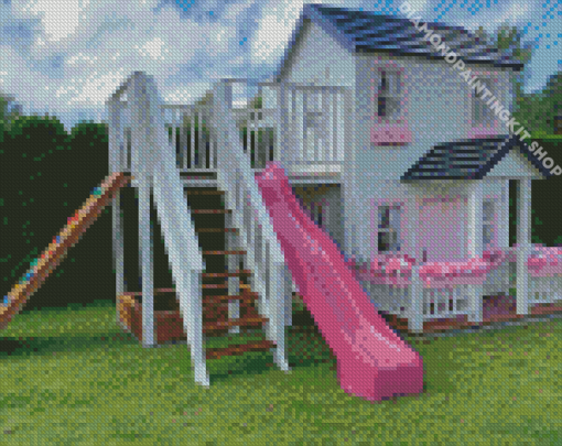 White Kids House Diamond Painting