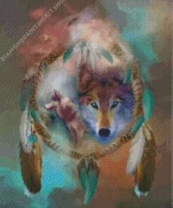 Wolf And Dream Catcher Diamond Painting