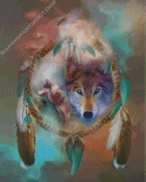 Wolf And Dream Catcher Diamond Painting