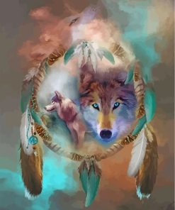 Wolf And Dream Catcher Diamond Painting