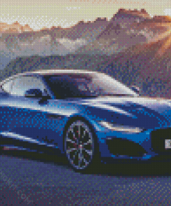 Blue Jaguar F Type Car Diamond Painting