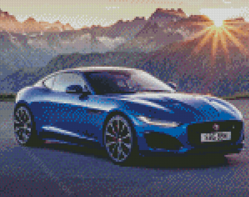 Blue Jaguar F Type Car Diamond Painting