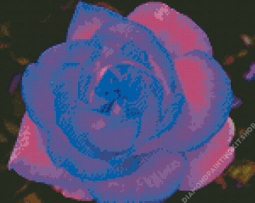 Blue And Purple Flower Rose Diamond Painting