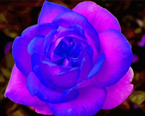 Blue And Purple Flower Rose Diamond Painting