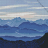 Blue Landscape Mountains Diamond Painting