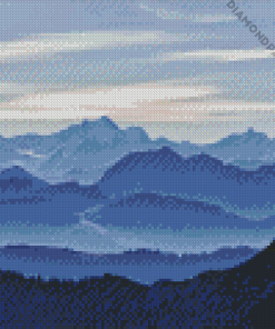 Blue Landscape Mountains Diamond Painting