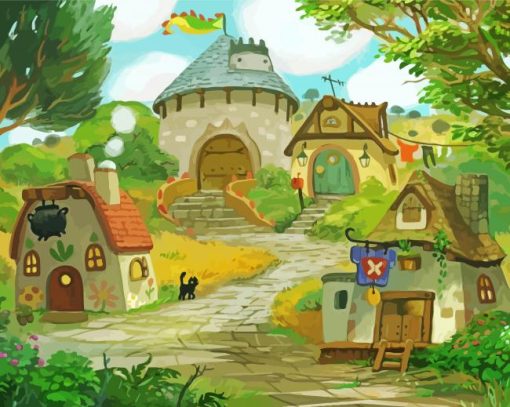 Cartoon Houses Town Diamond Painting