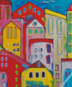 Colorful Abstract Buildings Diamond Painting