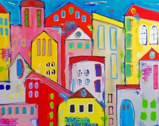 Colorful Abstract Buildings Diamond Painting