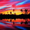 Fall Sunset Trees Reflections Diamond Painting